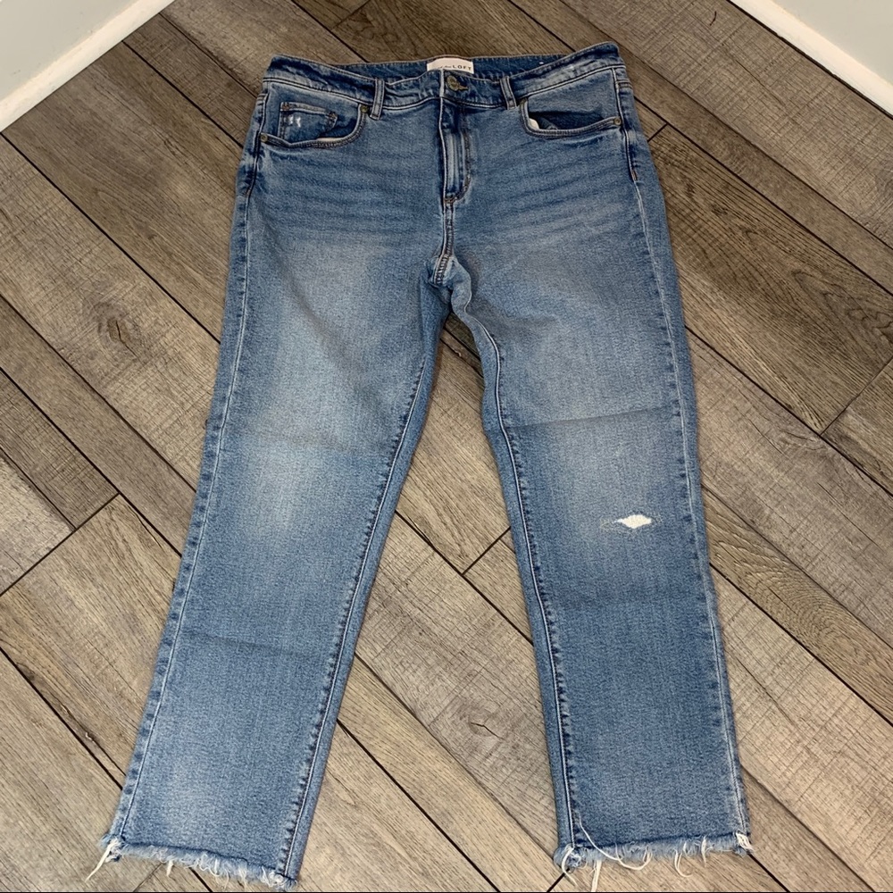 The LOFT Modern Straight Distressed Jeans 30 / 10